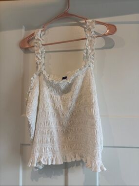 Old Navy White Smocked Ruffle-Strap Camisole